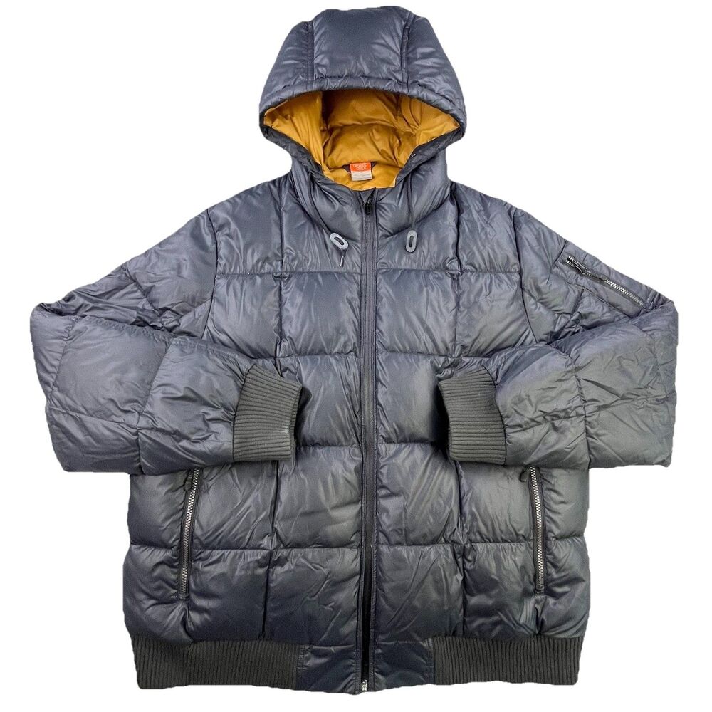Vintage Nike Puffer Jacket Mens Size XL Black Down Bomber Quilted Hooded